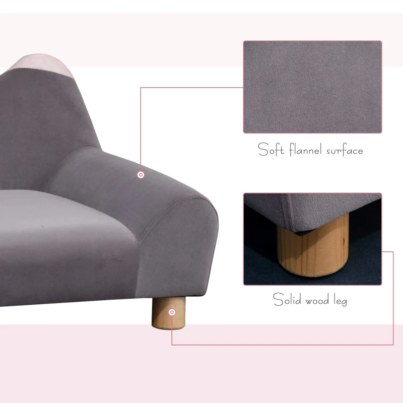 PawHut Faux Velvet Upholstered Sponge Small Pets Sofa Bed Grey