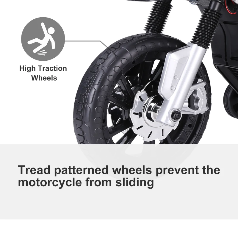 HOMCOM  Ride On Kids Electric Motorbike Scooter 6V Battery Powered w/ Brake Reverse Lights and Music Red