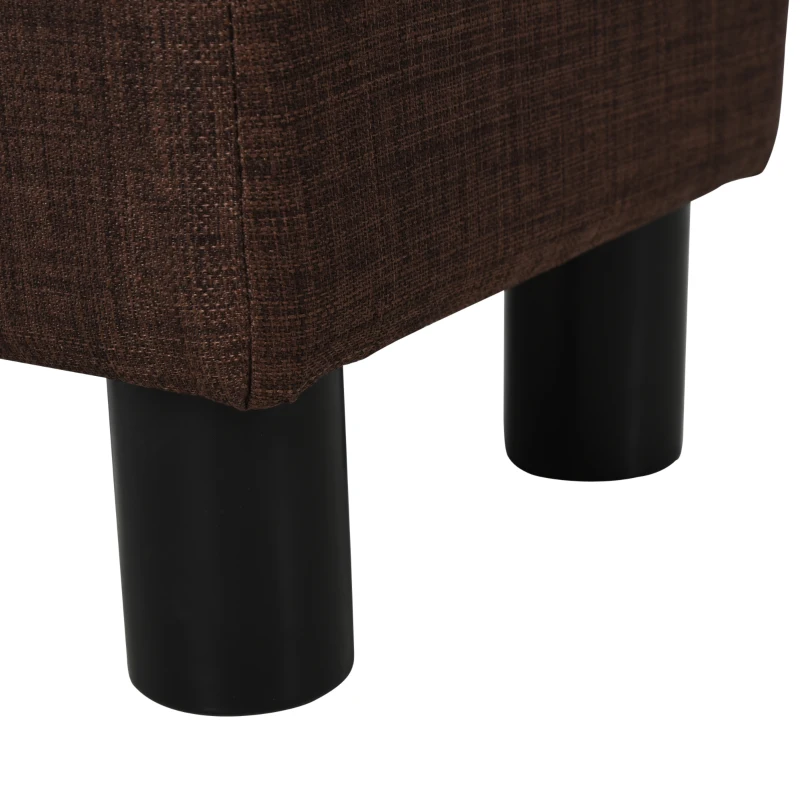 HOMCOM Linen Fabric Footstool Ottoman Cube w/ 4 Plastic Legs Dark Brown(m-9)
