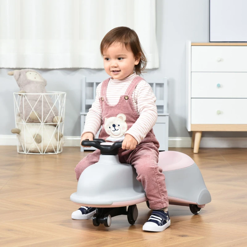 HOMCOM Toddlers Ride on Car Wiggle Car LED Flashing Wheels Dolphin Swing Car
