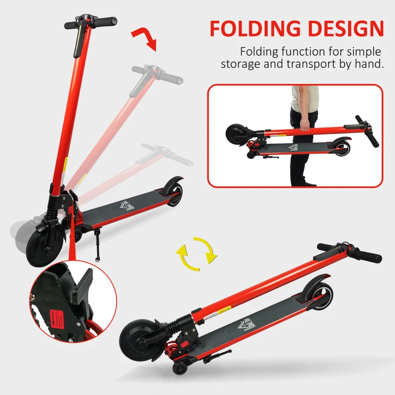 HOMCOM Aluminium Alloy Speed Adjustable Electric Scooter w/ Light Red