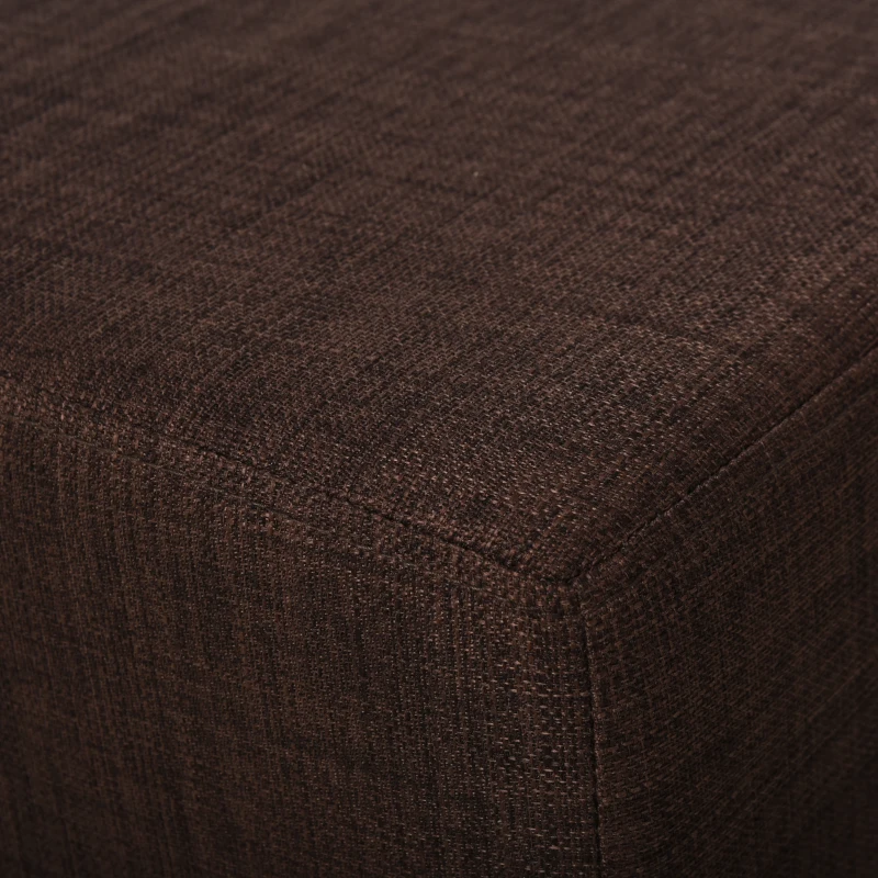 HOMCOM Linen Fabric Footstool Ottoman Cube w/ 4 Plastic Legs Dark Brown(m-7)