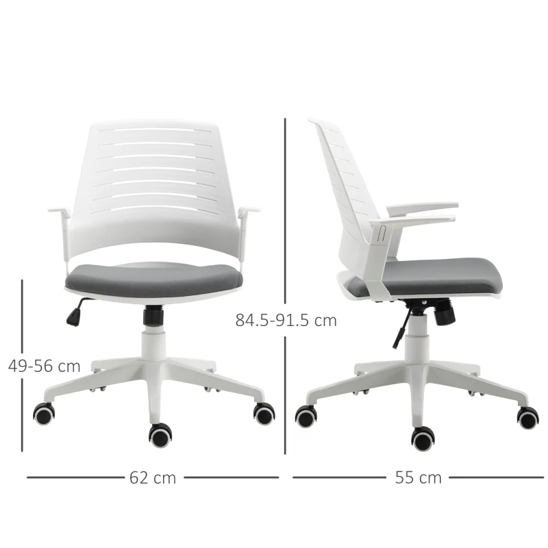 Vinsetto PU Plastic Adjustable Armrest Home Office Chair White