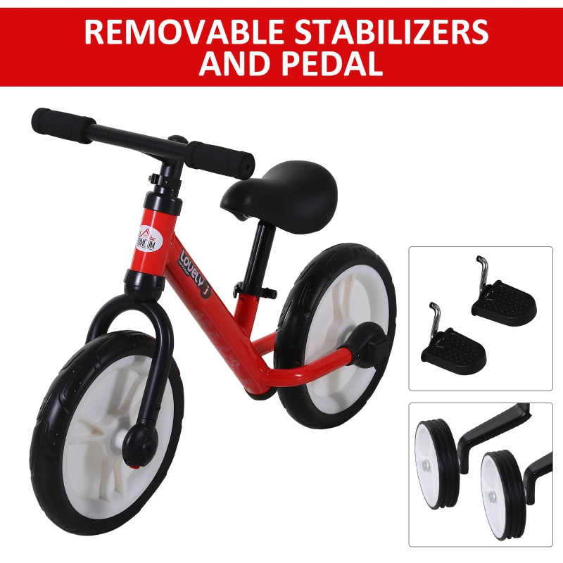 HOMCOM Kids Balance Training Bike Toy w/ Stabilizers Suitable For Child 2-5 Years