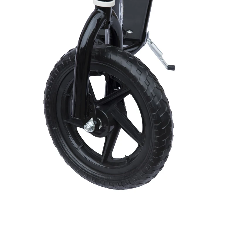 HOMCOM Bicycle Scooter, Kick Scooter for Kids, Big Wheel, 12" Tyres Height Adjustable, Steel Frame-Black