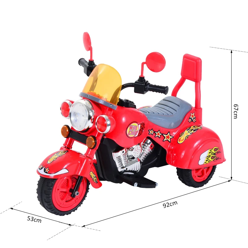 HOMCOM Kids Ride On Kids Electric Motorcycle, 6V-Red