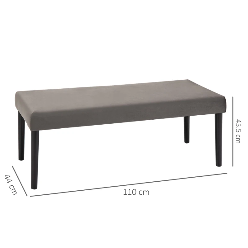HOMCOM Multipurpose Bench Velvet Upholstered Seat Wood Grey
