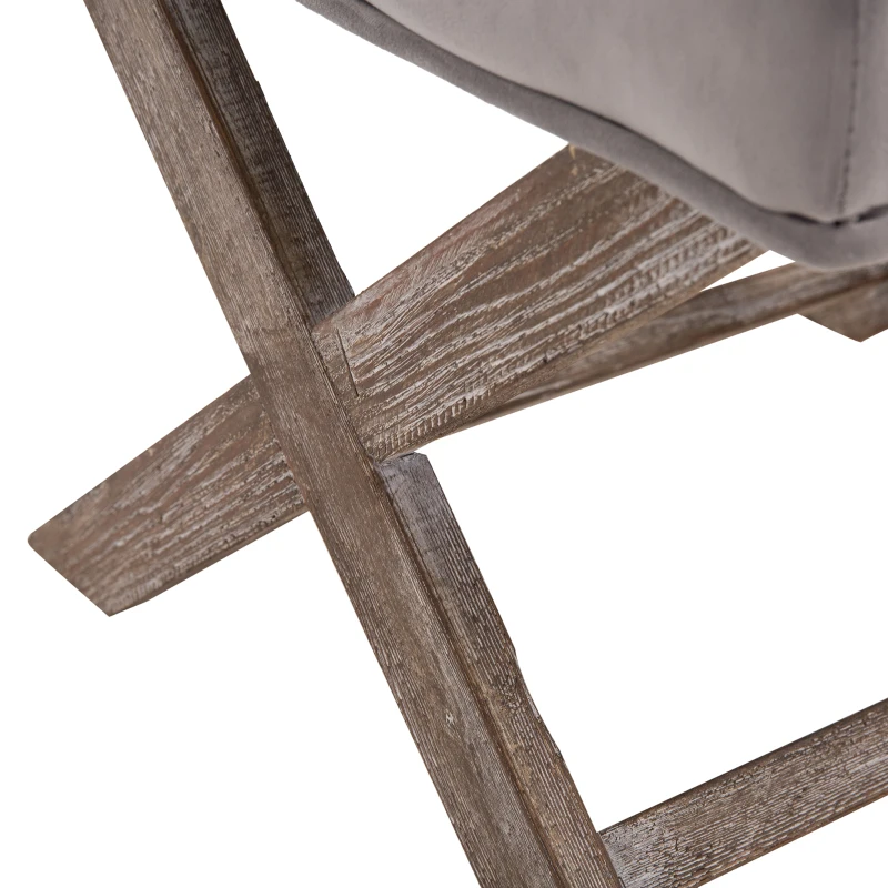 HOMCOM Small Footstool, Vintage Footrest with Velvet-touch Upholstery, Padded Seat and X-shaped Wood Legs for Living Room, Grey