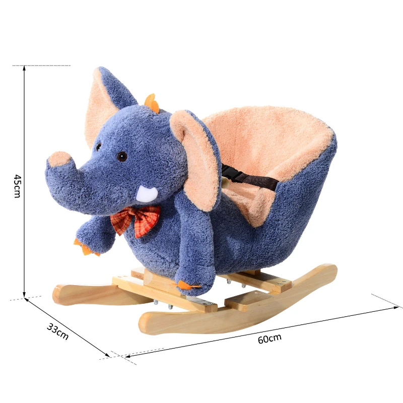 HOMCOM Elephant Rocking, with Sound, Elephant-Blue/Beige