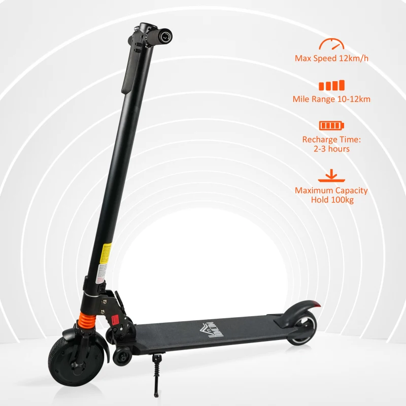 HOMCOM Aluminium Alloy Speed Adjustable Electric Scooter w/ Light Black