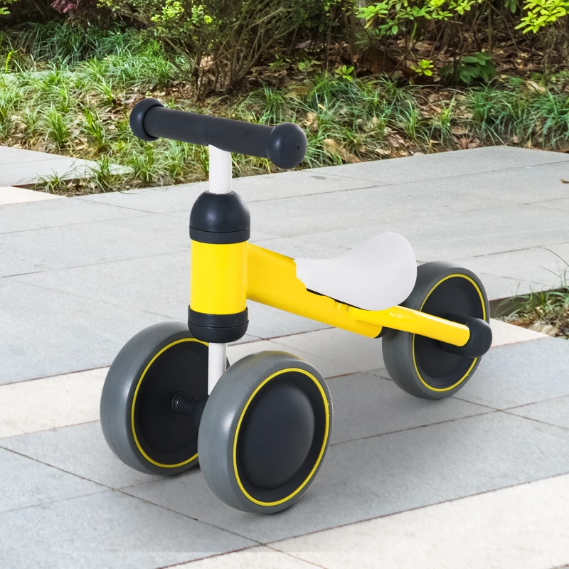 HOMCOM Toddler Plastic No-Pedal Walking Balance Bike Yellow