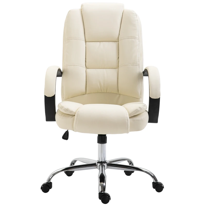 Vinsetto High Back Executive Office Chair, 360° Swivel, PU Leather-Beige