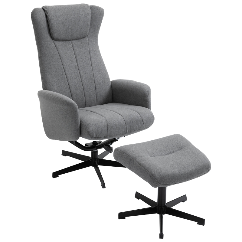 HOMCOM Recliner and Ottoman with 135° Adjustable Backrest for Home Office Dark Grey