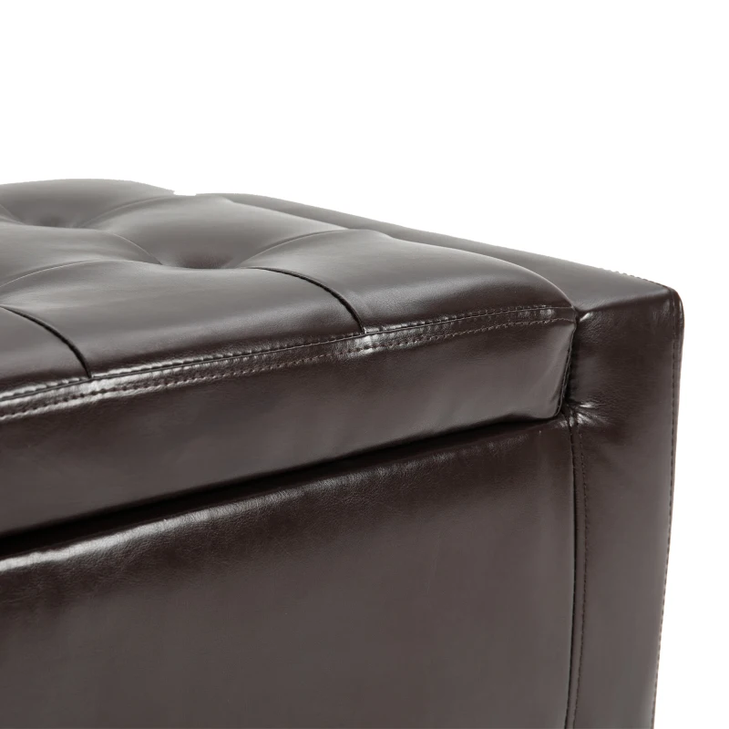 HOMCOM PU Leather Upholstered Lift-Top Tufted Ottoman Brown