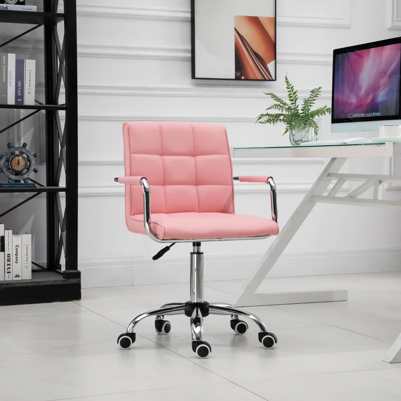 Vinsetto Executive PU Padded Swivel Office Chair With Adjustable Height - Pink