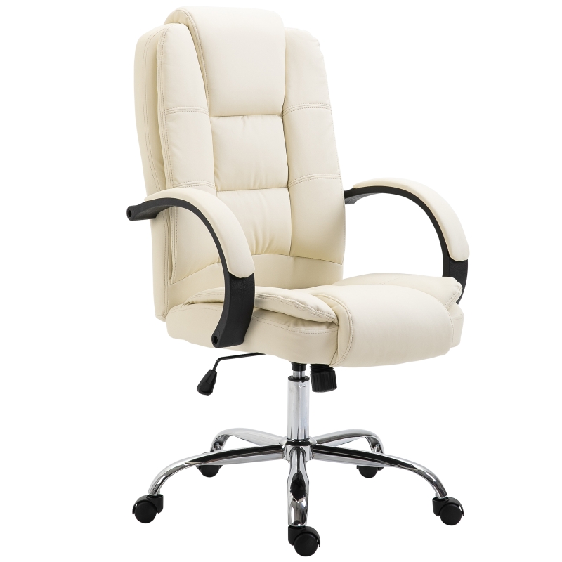 Vinsetto High Back Executive Office Chair, 360° Swivel, PU Leather-Beige