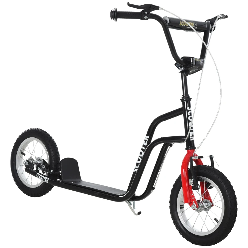 HOMCOM Bicycle Scooter, Kick Scooter for Kids, Big Wheel, Steel Height Adjustable Black/Red