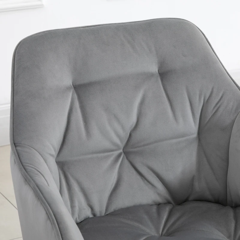 HOMCOM Tufted Dining Chairs Velvet-Touch Fabric Accent Chairs with Wood Legs