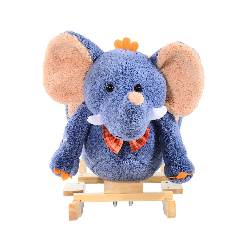 HOMCOM Elephant Rocking, with Sound, Elephant-Blue/Beige