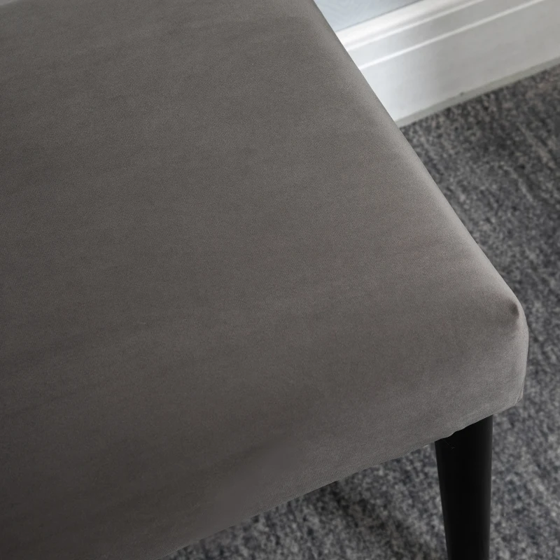 HOMCOM Multipurpose Bench Velvet Upholstered Seat Wood Grey