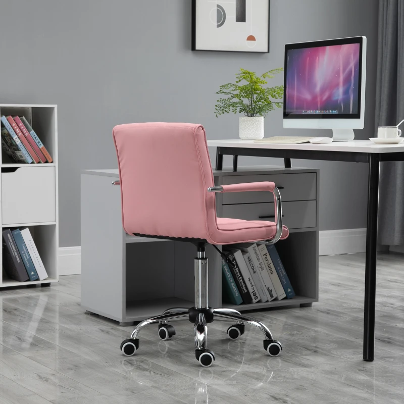 Vinsetto Executive PU Padded Swivel Office Chair With Adjustable Height - Pink