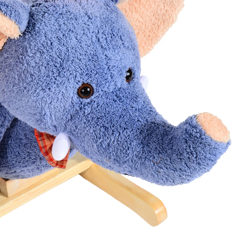 HOMCOM Elephant Rocking, with Sound, Elephant-Blue/Beige