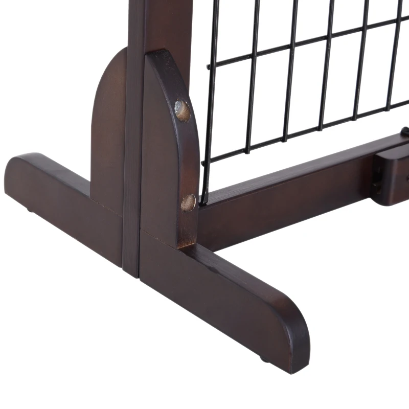 PawHut Pine Wood Freestanding Adjustable Pet Barrier Fence Brown