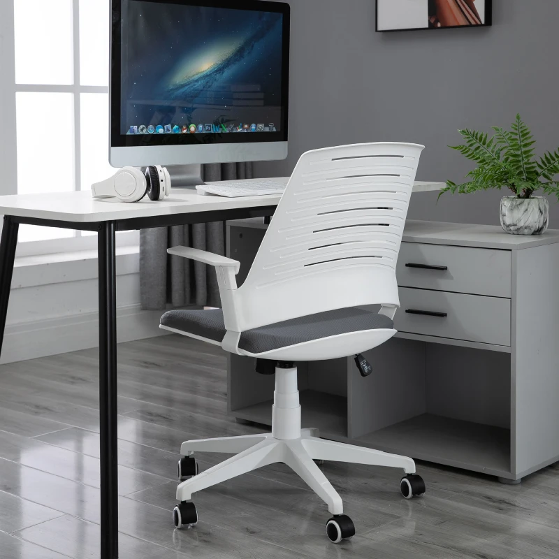 Vinsetto PU Plastic Adjustable Armrest Home Office Chair White