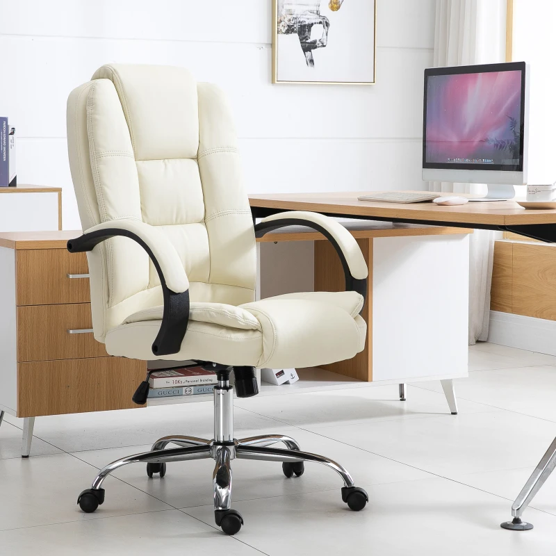Vinsetto High Back Executive Office Chair, 360° Swivel, PU Leather-Beige