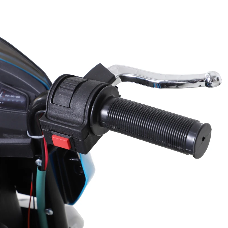 HOMCOM  Ride On Kids Electric Motorbike Scooter 6V Battery Powered w/ Brake Reverse Lights and Music Blue
