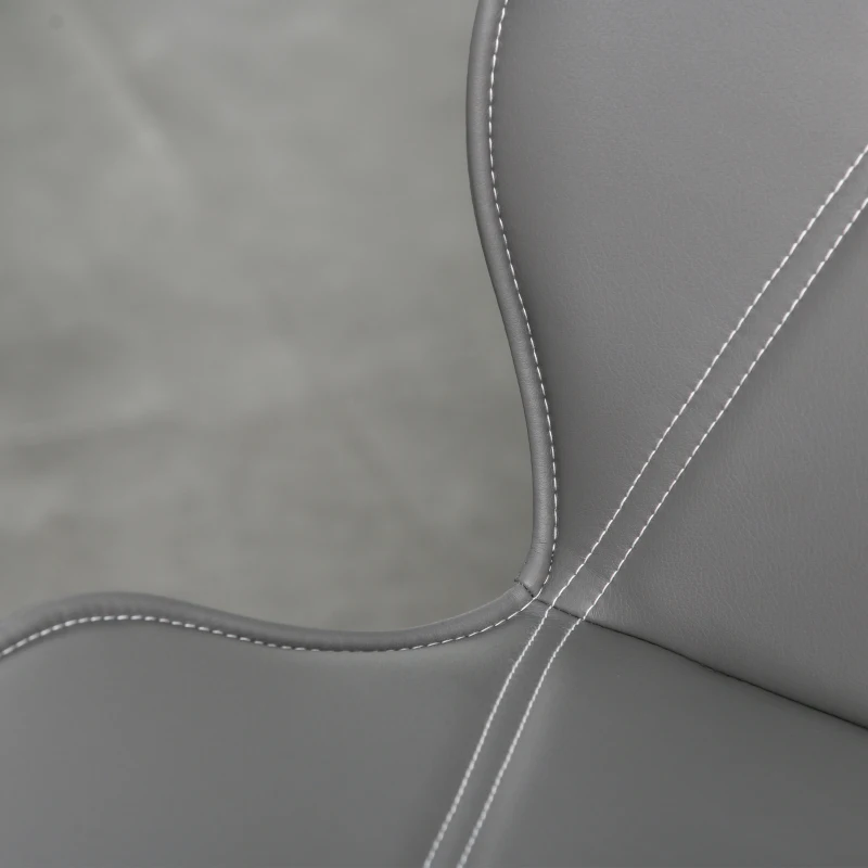 HOMCOM Set of 2 Contrast Stitched PU Leather Racing-Style Dining Chairs Accent Grey