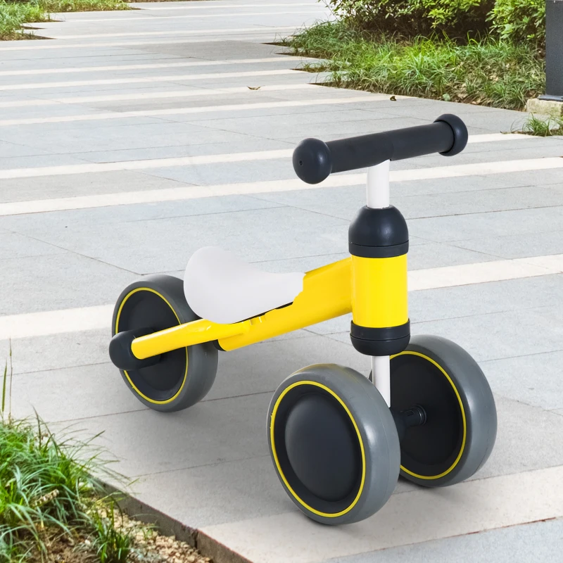 HOMCOM Toddler Plastic No-Pedal Walking Balance Bike Yellow