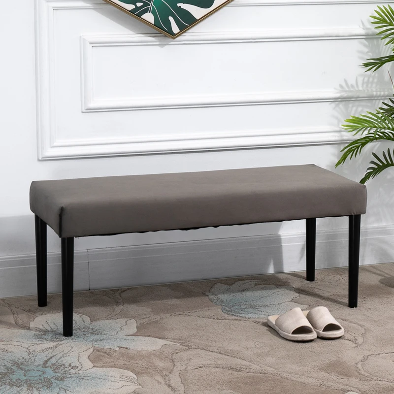 HOMCOM Multipurpose Bench Velvet Upholstered Seat Wood Grey