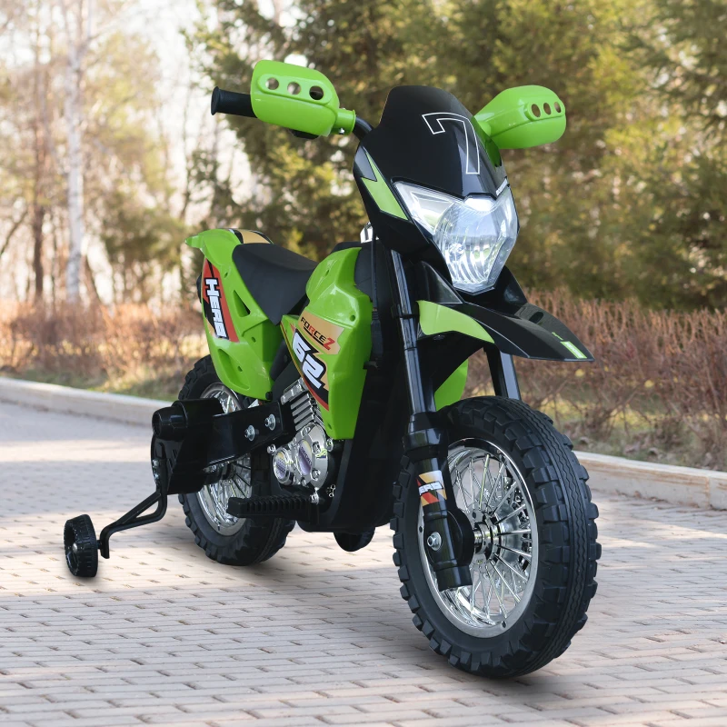 HOMCOM Children Motorbike Ride On Car Electric 6V Battery Kids Toy 4-Wheel - Green