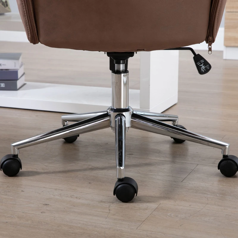 Vinsetto Tufted Desk Chair w/ Arm Rest on Wheels Coffee Brown