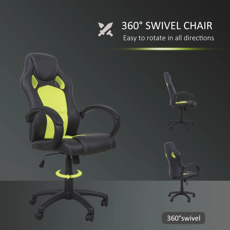 HOMCOM Racing PU Leather Office Chair-Black/Green