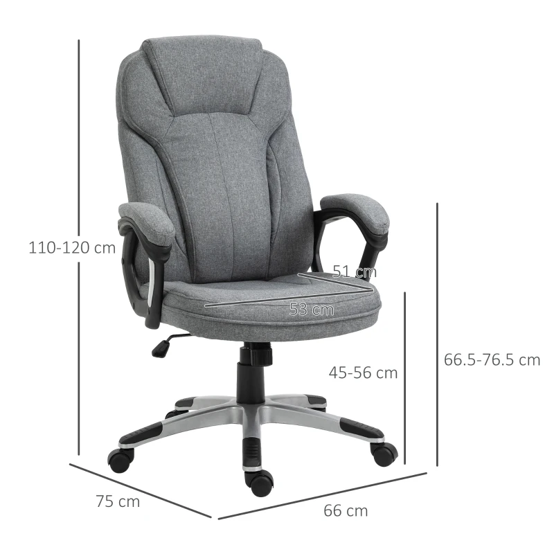 Vinsetto High Back Office Chair Rocking Ergonomic Swivel with Armrest - Grey