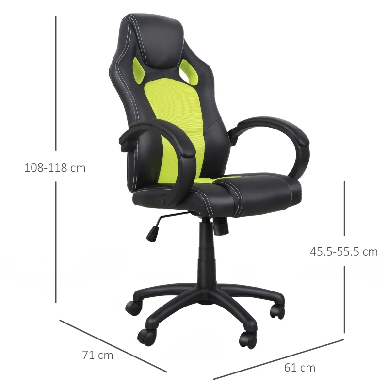HOMCOM Racing PU Leather Office Chair-Black/Green