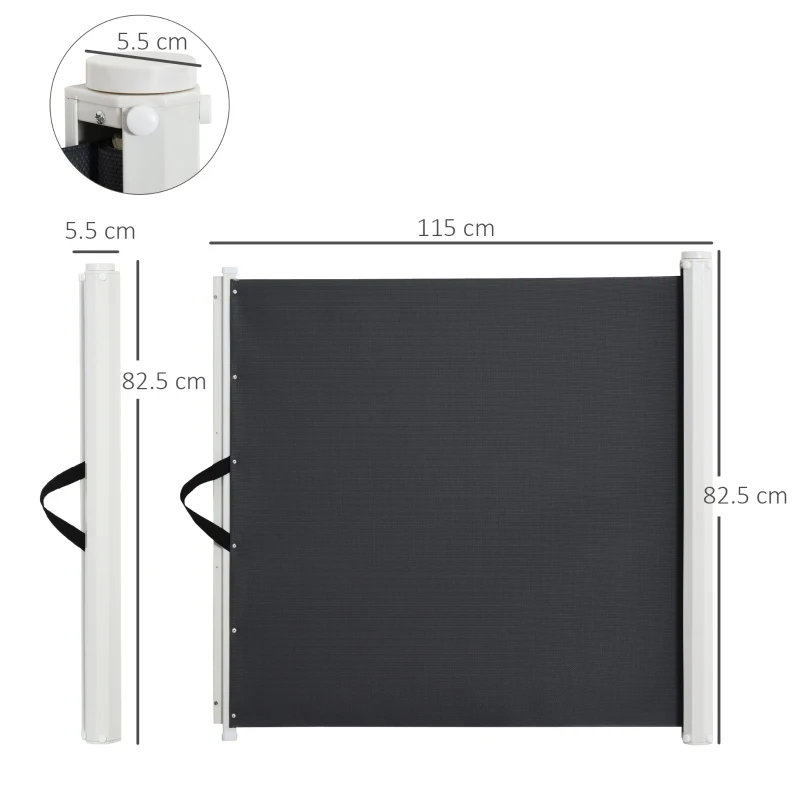 PawHut Retractable Safety Gate Folding Room Divider Barrier for Dogs Pets 115Lx82.5Hcm Grey