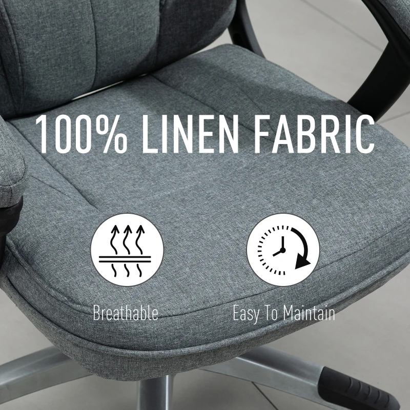 Vinsetto High Back Office Chair Rocking Ergonomic Swivel with Armrest - Grey