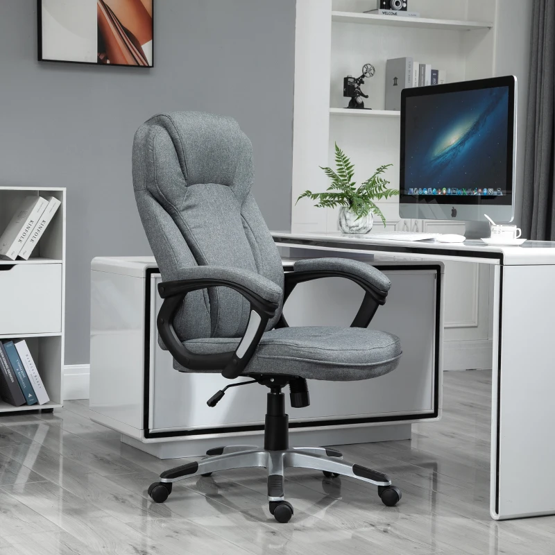 Vinsetto High Back Office Chair Rocking Ergonomic Swivel with Armrest - Grey