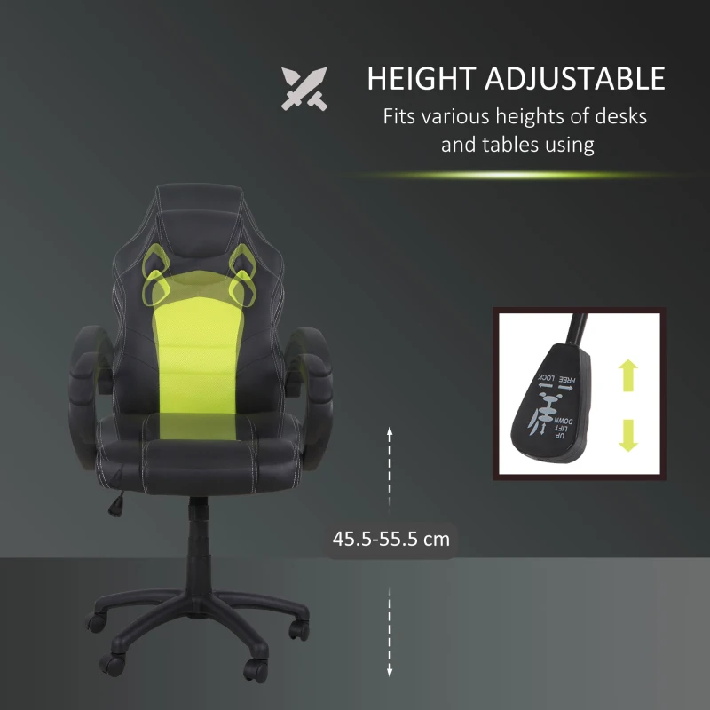 HOMCOM Racing PU Leather Office Chair-Black/Green