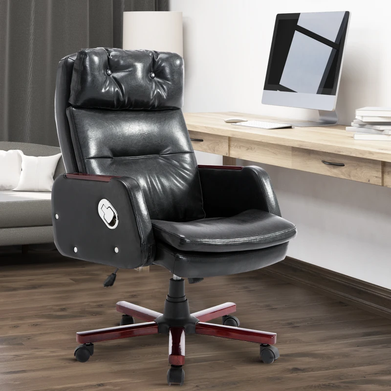 HOMCOM PU Leather Adjustable Office Chair-Black