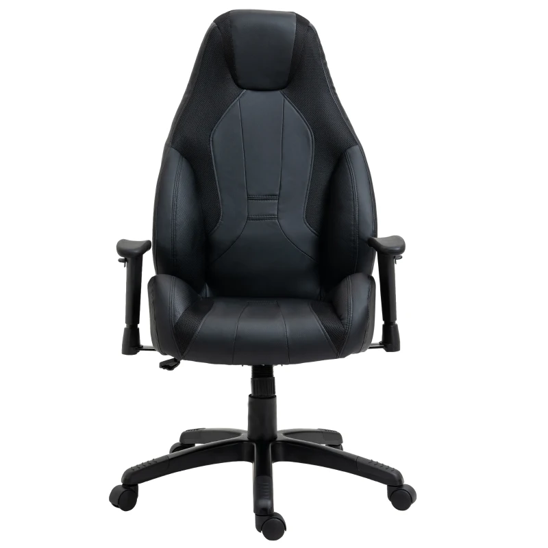 Vinsetto PU Leather Upholstered Adjustable-Sit Home Office Chair Grey/Black