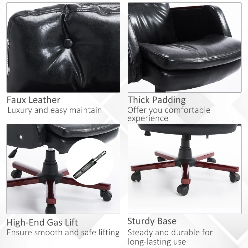 HOMCOM PU Leather Adjustable Office Chair-Black