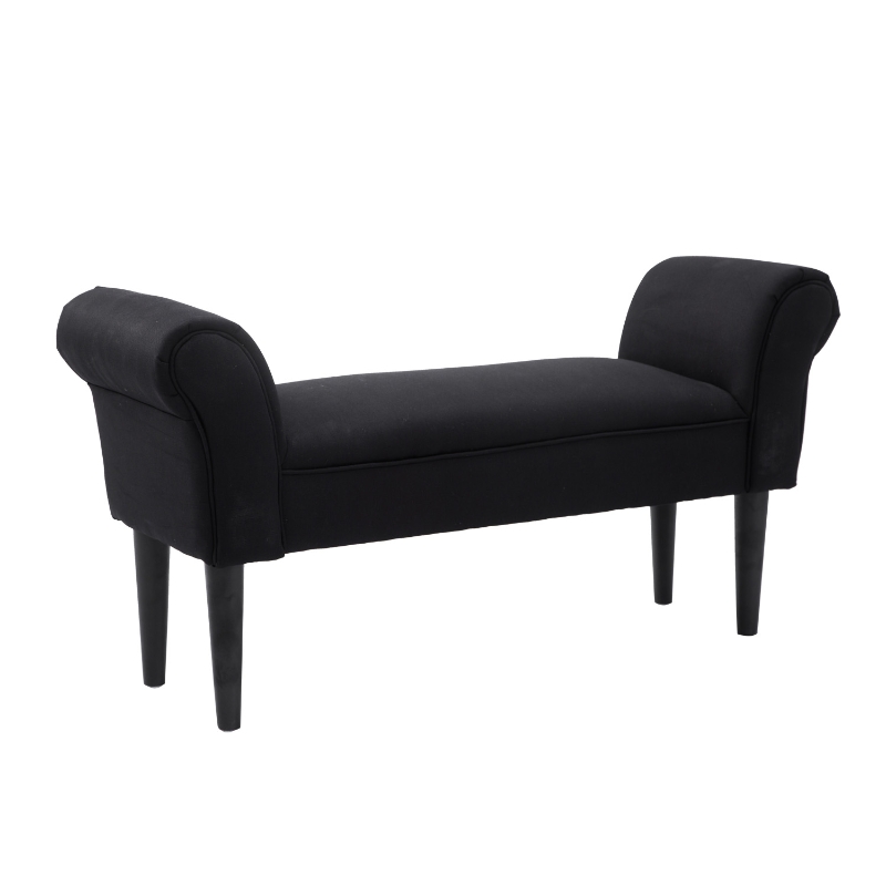 HOMCOM Bed End Side Chaise Lounge Sofa Window Seat Arm Bench Wooden Leg Fabric Cover Black NEXT DAY DELIVERY Aosom Ireland