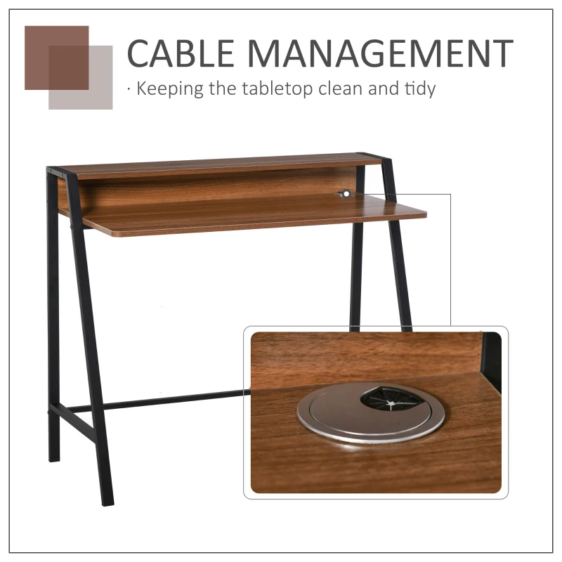 HOMCOM Wooden Writing Desk Computer Table Storage Shelf and Steel Frame Home Office