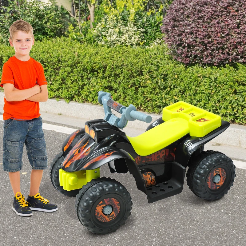 HOMCOM Childrens Electric Quad Bike W/ LED Light and Music-Black/Yellow