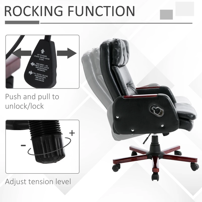 HOMCOM PU Leather Adjustable Office Chair-Black