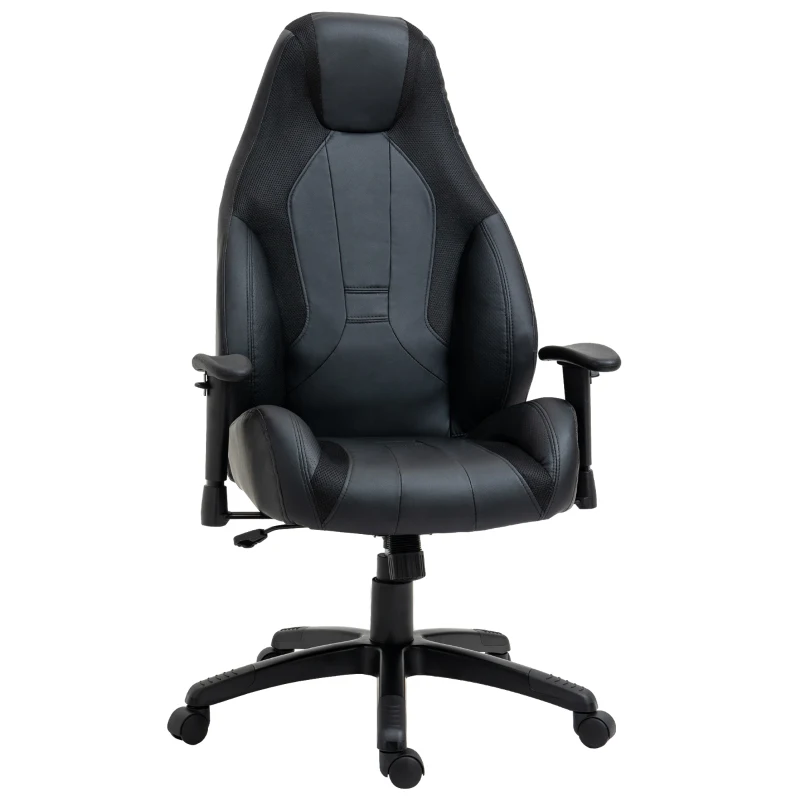 Vinsetto PU Leather Upholstered Adjustable-Sit Home Office Chair Grey/Black